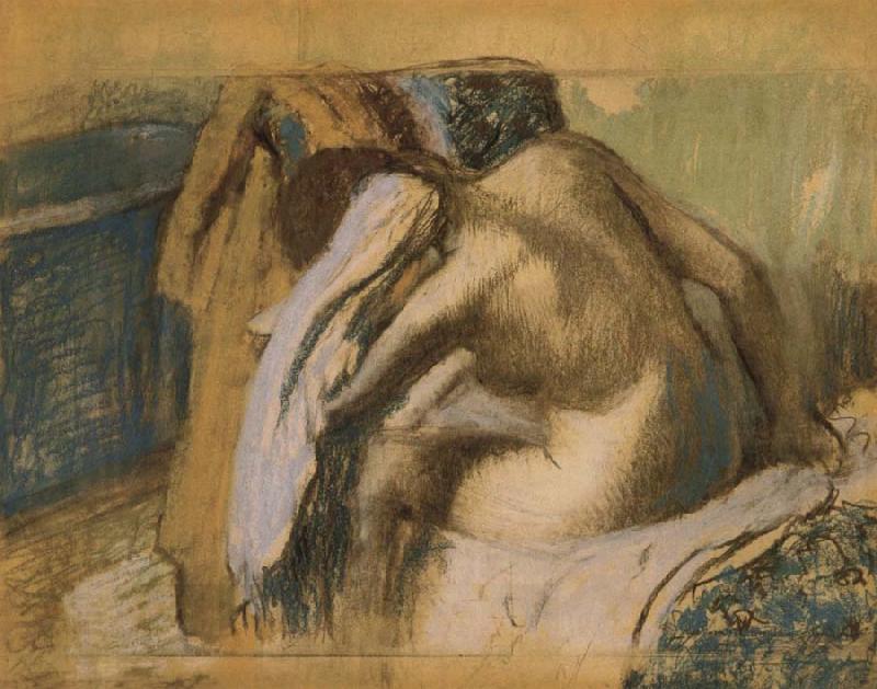 Edgar Degas Woman drying her hair after the bath oil painting picture